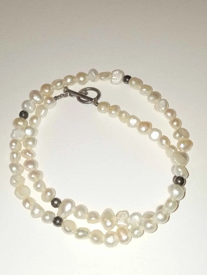 Genuine Freshwater Baroque Pearls Necklace 925 Silver - photo 2