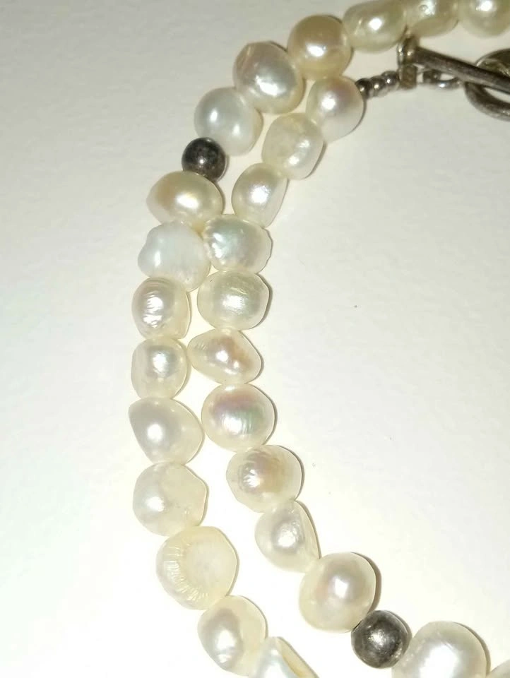 Genuine Freshwater Baroque Pearls Necklace 925 Silver - photo 3