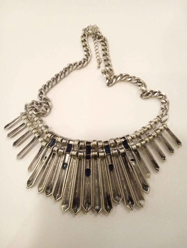 Southwest Style Silver Tone Faux Lapis Necklace - photo 4