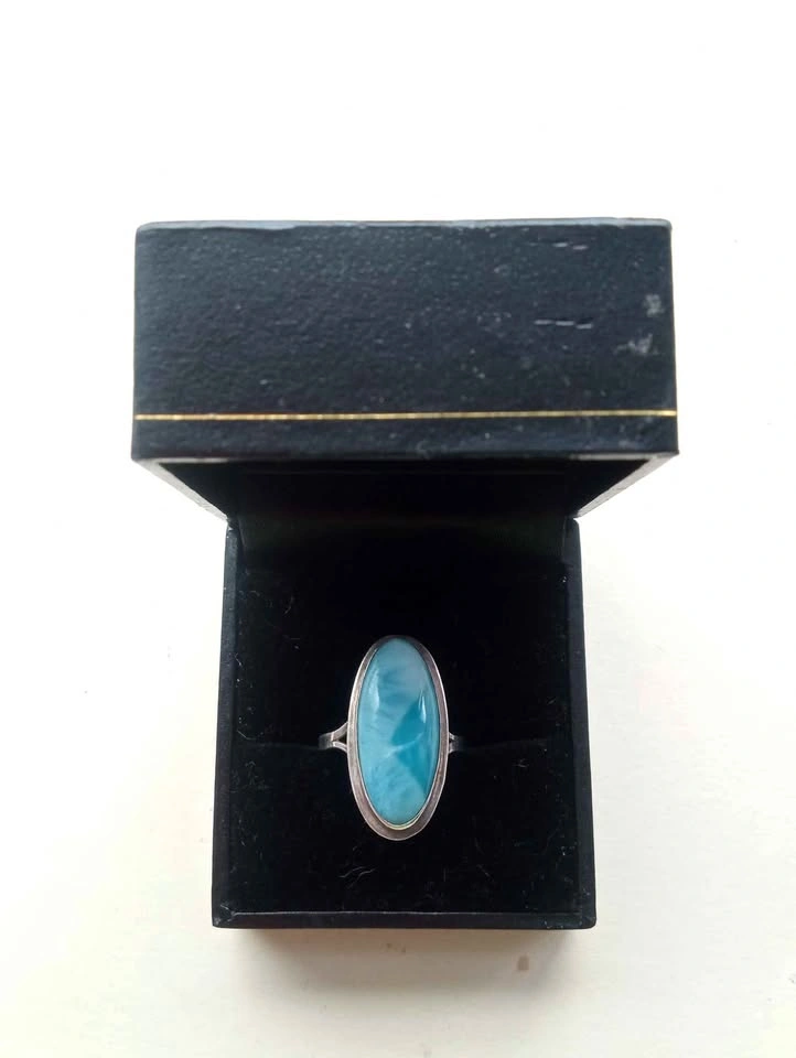 Sterling Silver 6.5 Size Larimar Ring Marked 925