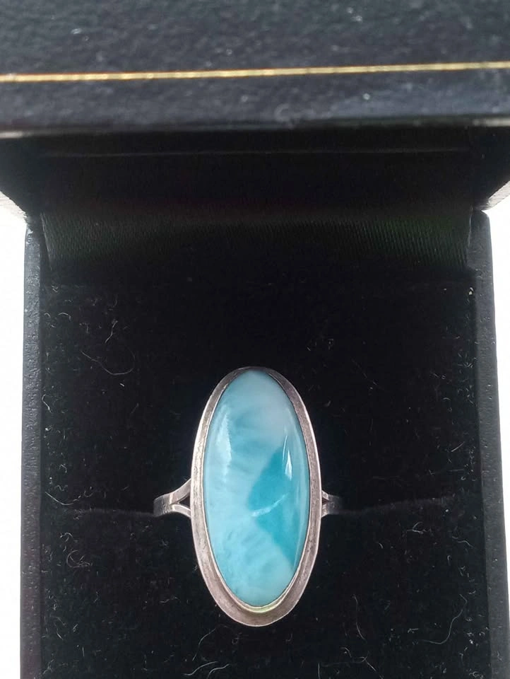 Sterling Silver 6.5 Size Larimar Ring Marked 925 - photo 2