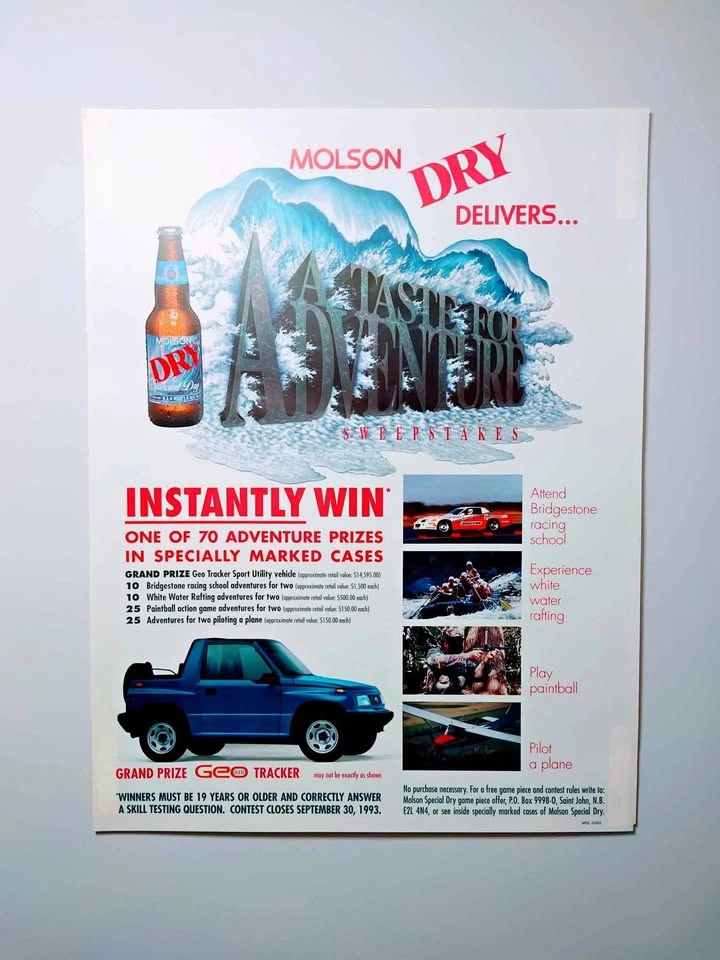 Vintage Rare 1993 Molson Car Advertisement Sign