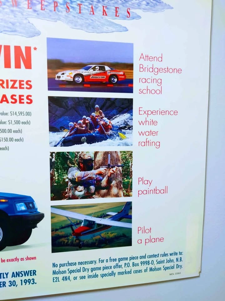 Vintage Rare 1993 Molson Car Advertisement Sign - photo 3