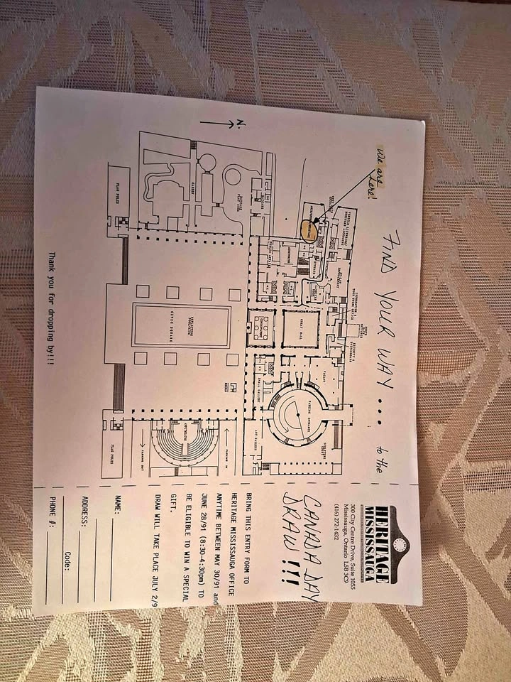 Vintage Heritage Mississauga Civic Centre Map & Floor Plan (1991
