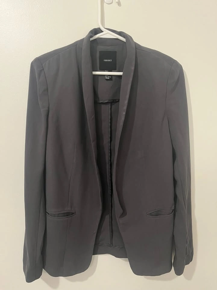 Women's Forever 21 Taupe Shawl Collar Tuxedo Jacket - Size S - photo 3
