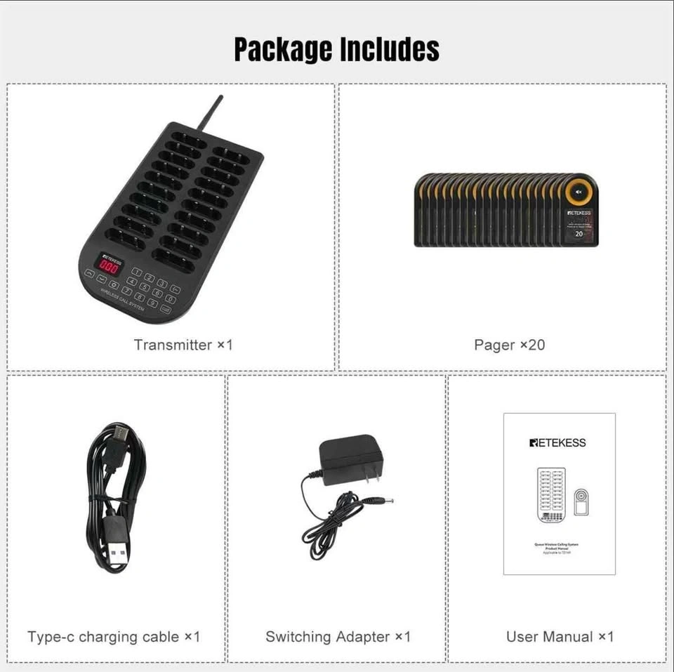 Retekess TD169 Wireless Restaurant Pager System 20 Pagers - photo 5