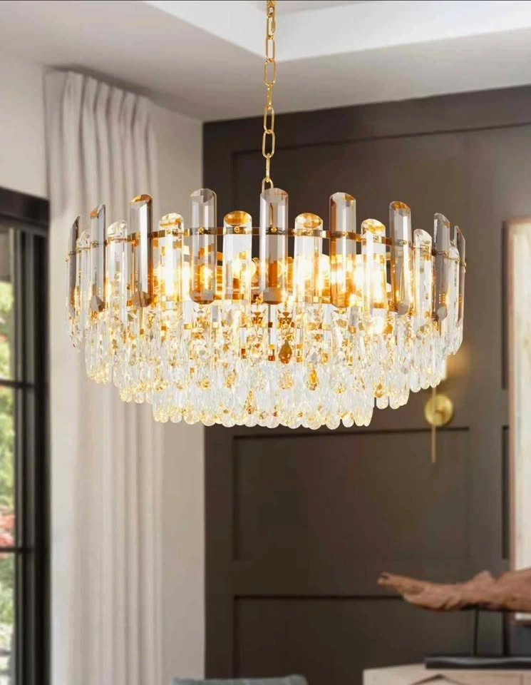 24" 8-Lights Round Chandelier with K9 Crystal Accents Dimmable - photo 2