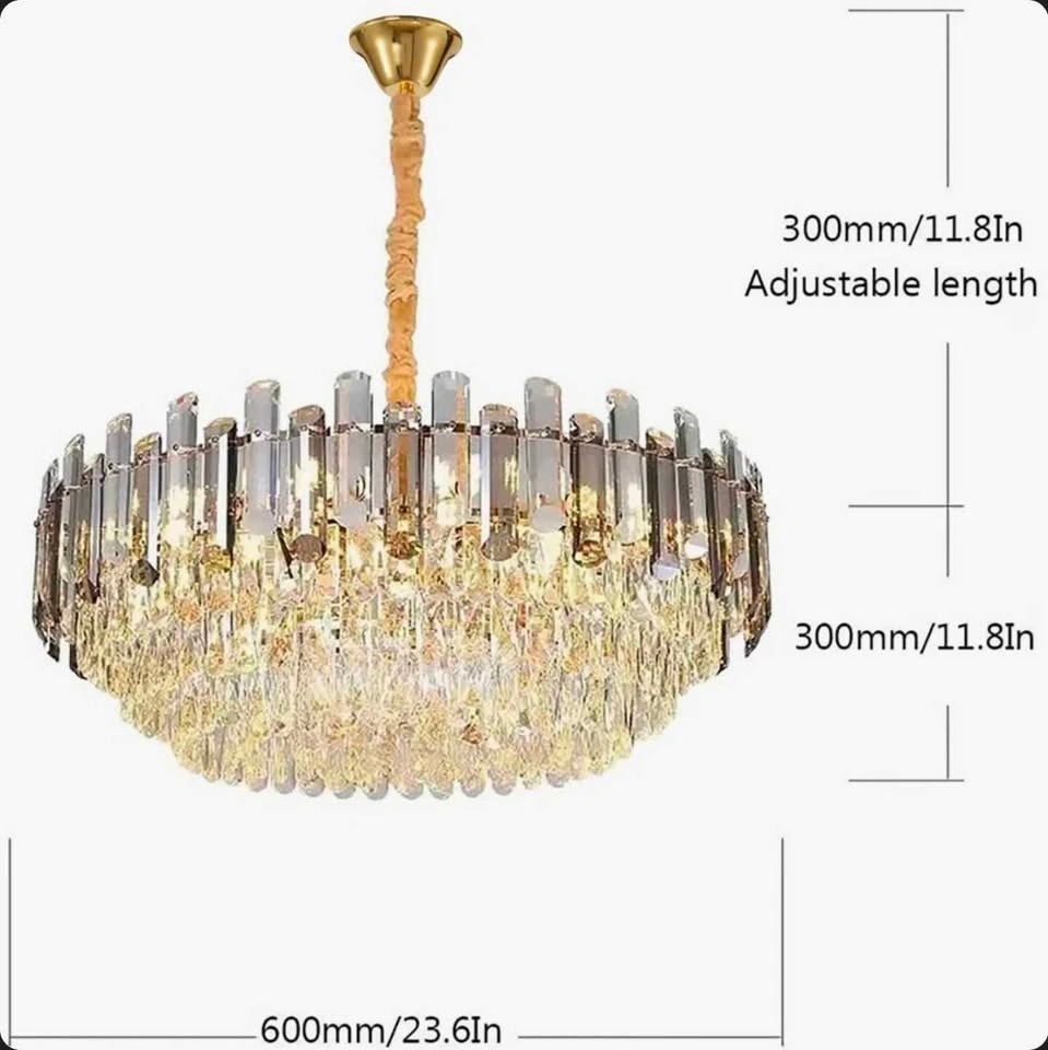24" 8-Lights Round Chandelier with K9 Crystal Accents Dimmable - photo 5