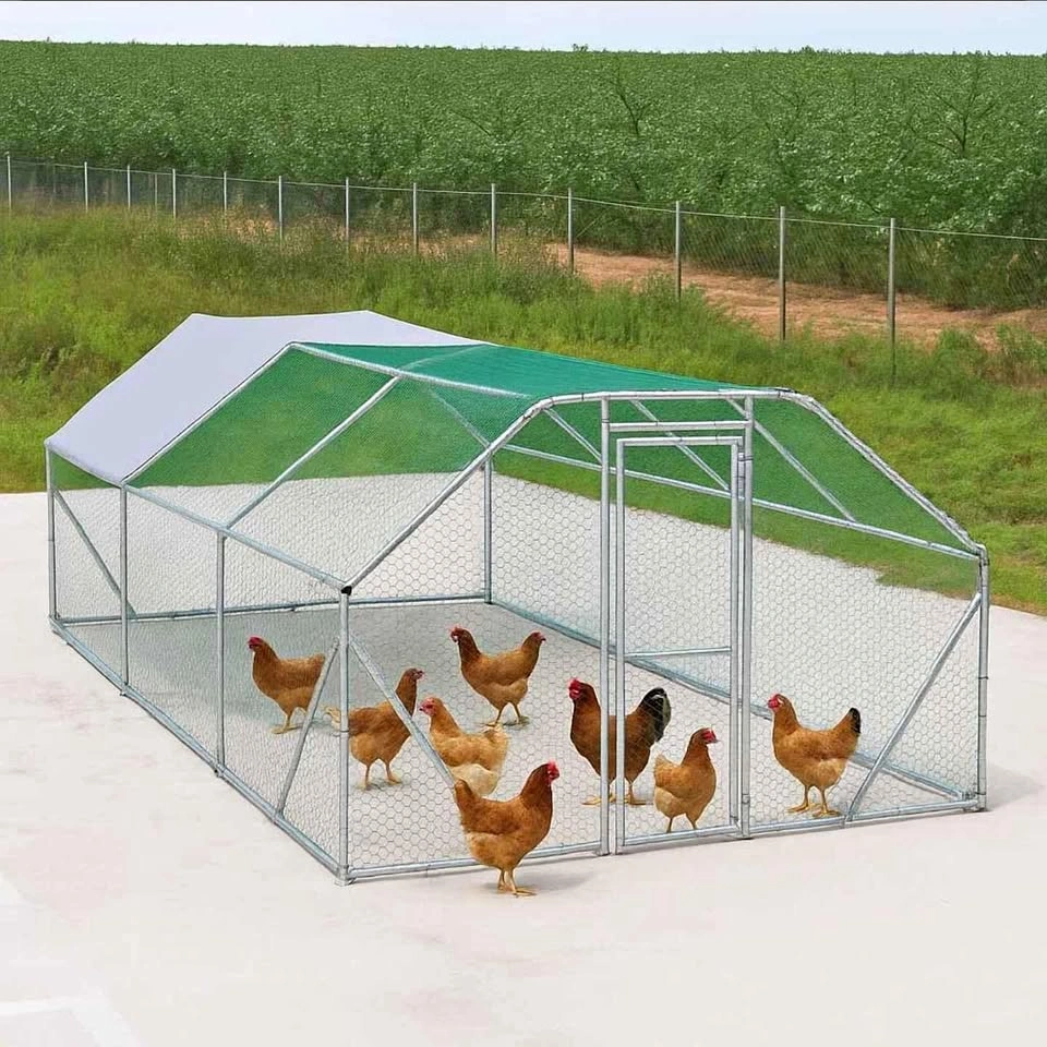 Large Chicken Coop Run Shelter, 10' x 20', Lockable Gate