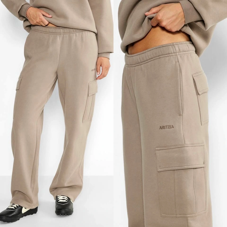 Aritzia Cozy Sweatfleece Mega Cargo Sweatpant in Nomad Taupe