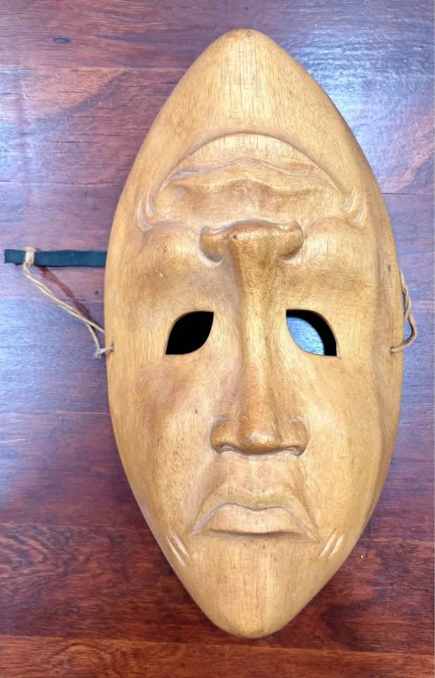 Comedy Tragedy Reversible Wooden Mask Wall Decor image indicator(2)
