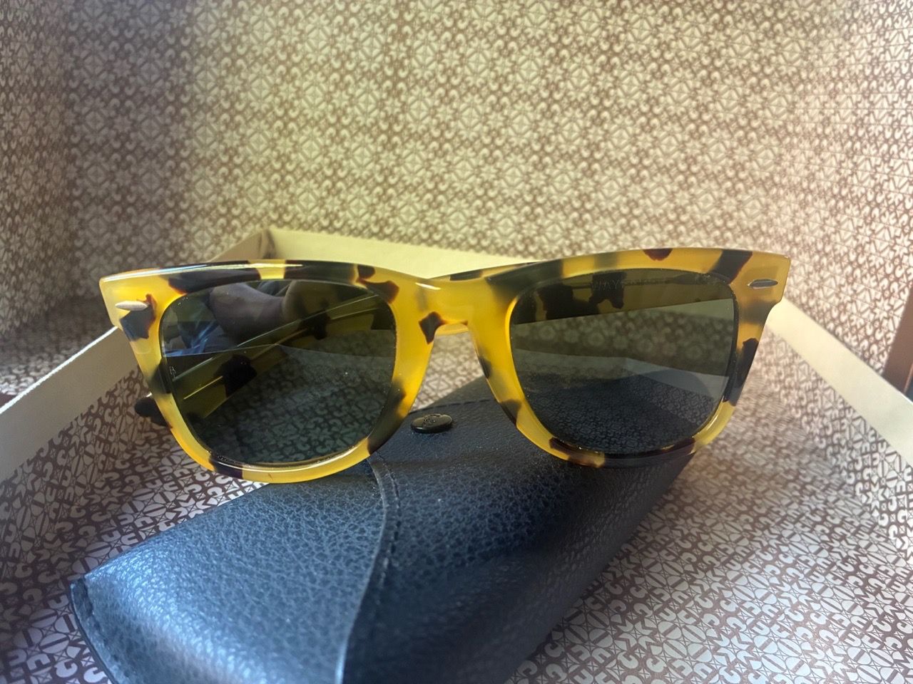 Vintage Ray-Ban W0893 Wayfarer II Yellow Tortoise Shell Sunglass