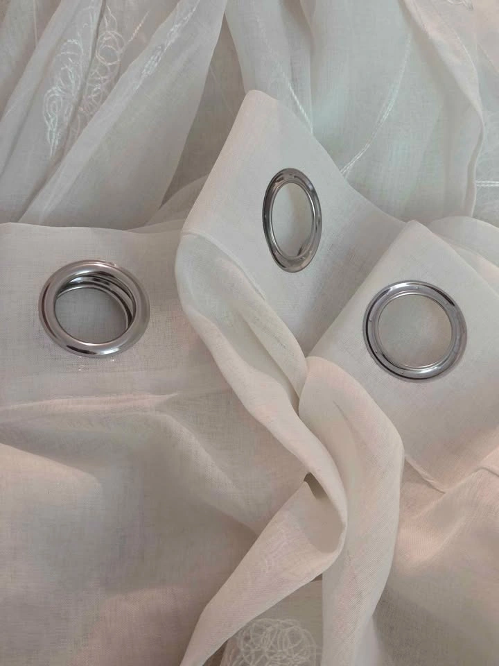 2 panels white embroidery sheer curtains - photo 4
