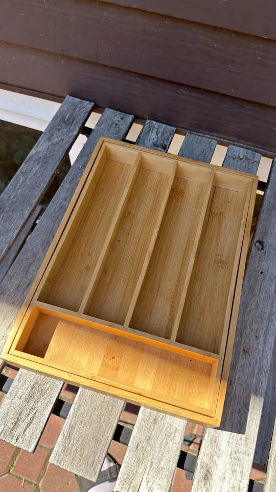 Bamboo Cutlery Drawer Organizer Tray, 16 Inch