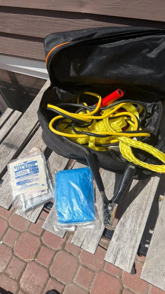 Roadside Emergency Kit with Jumper Cables and Tow Rope - photo 3