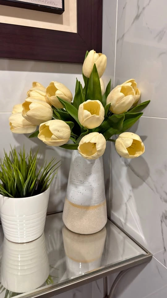 Artificial Tulip Arrangement in Ceramic Vase
