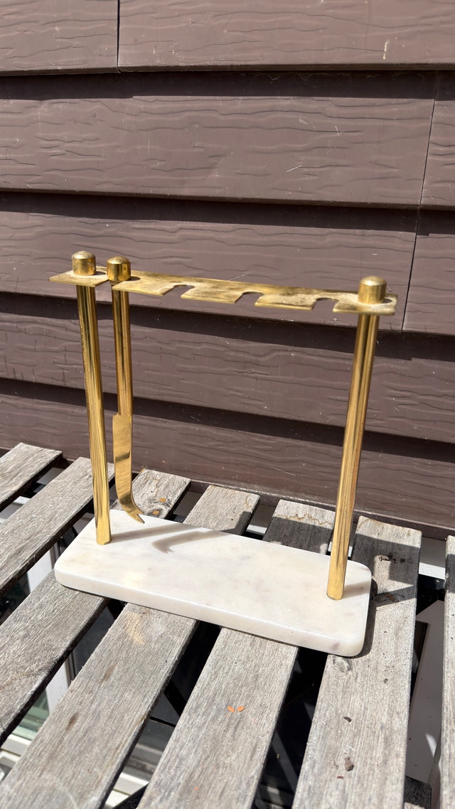 Vintage Brass and Marble Letter Holder