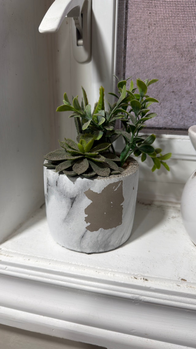 Artificial Succulent Plant in Marble Pot - photo 2