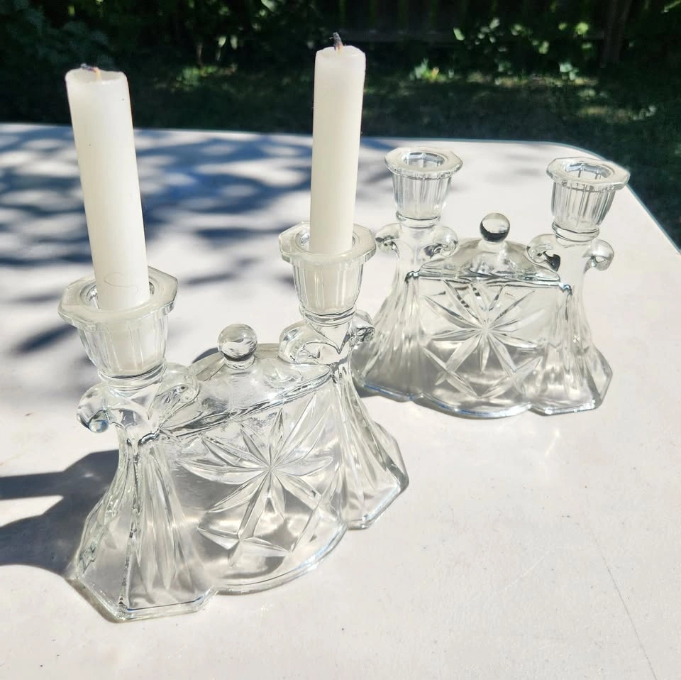 Vintage Anchor Hocking Candle Holders, set of 2