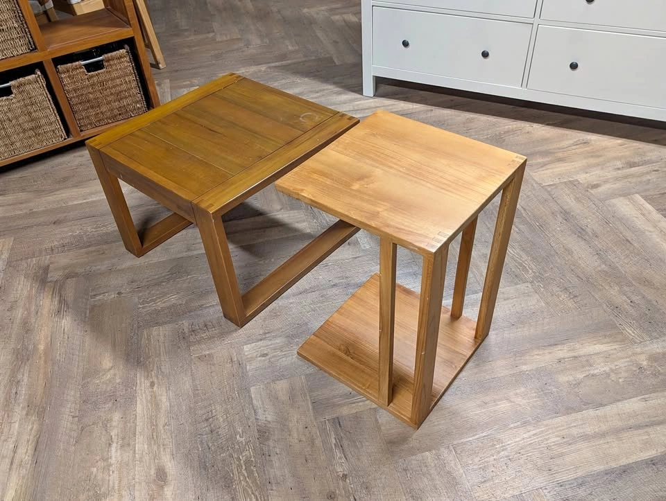 Solid Teak Side Table and Coffee Table Set