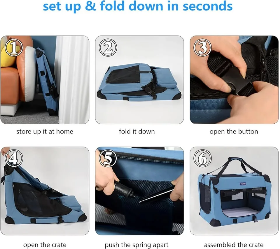 Collapsible Travel Dog & Cat Crate w/ Blanket + Bowl, 24" image indicator(3)