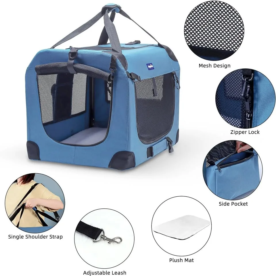 Collapsible Travel Dog & Cat Crate w/ Blanket + Bowl, 24" image indicator(6)