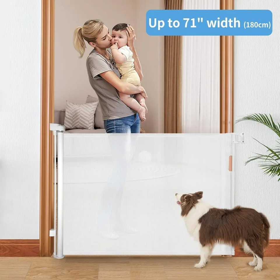 White Retractable Baby & Pet Safety Gate thumbnail