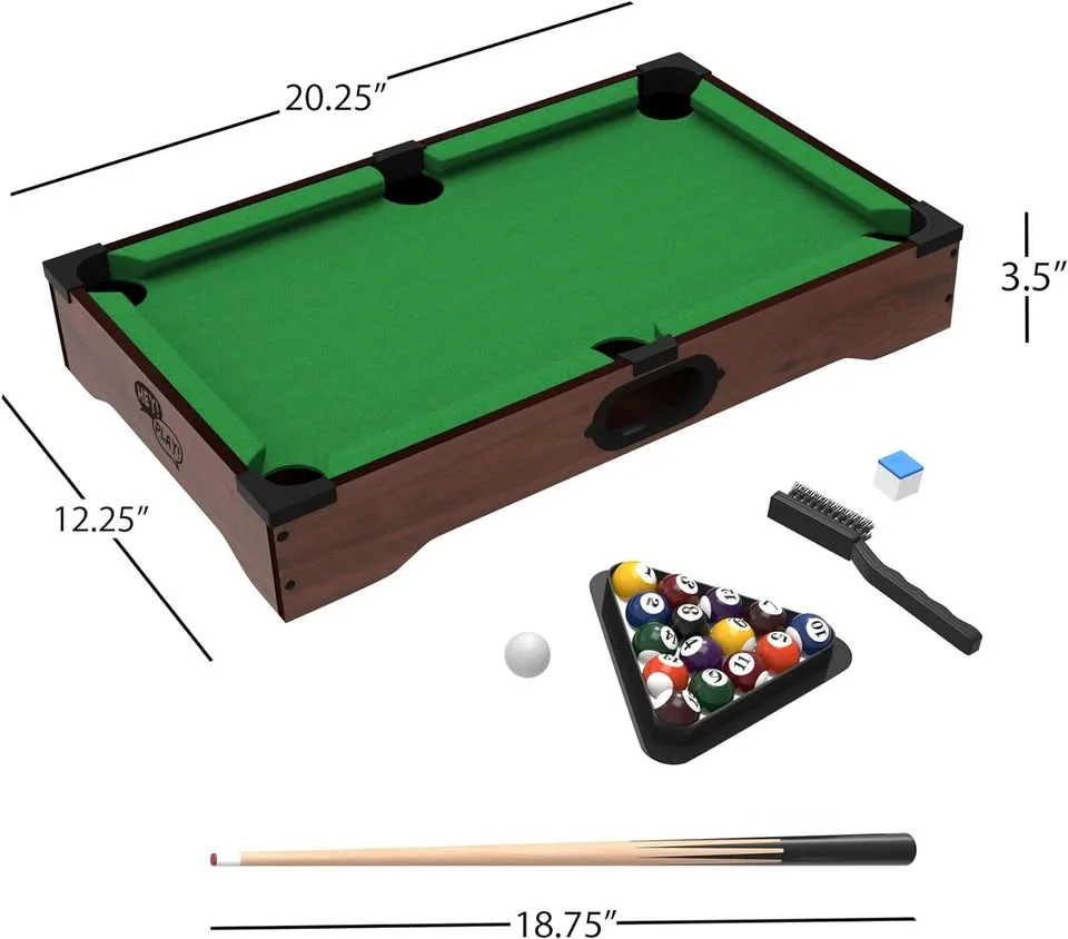 20" Mini Tabletop Pool Game with Cues, Balls image indicator(2)