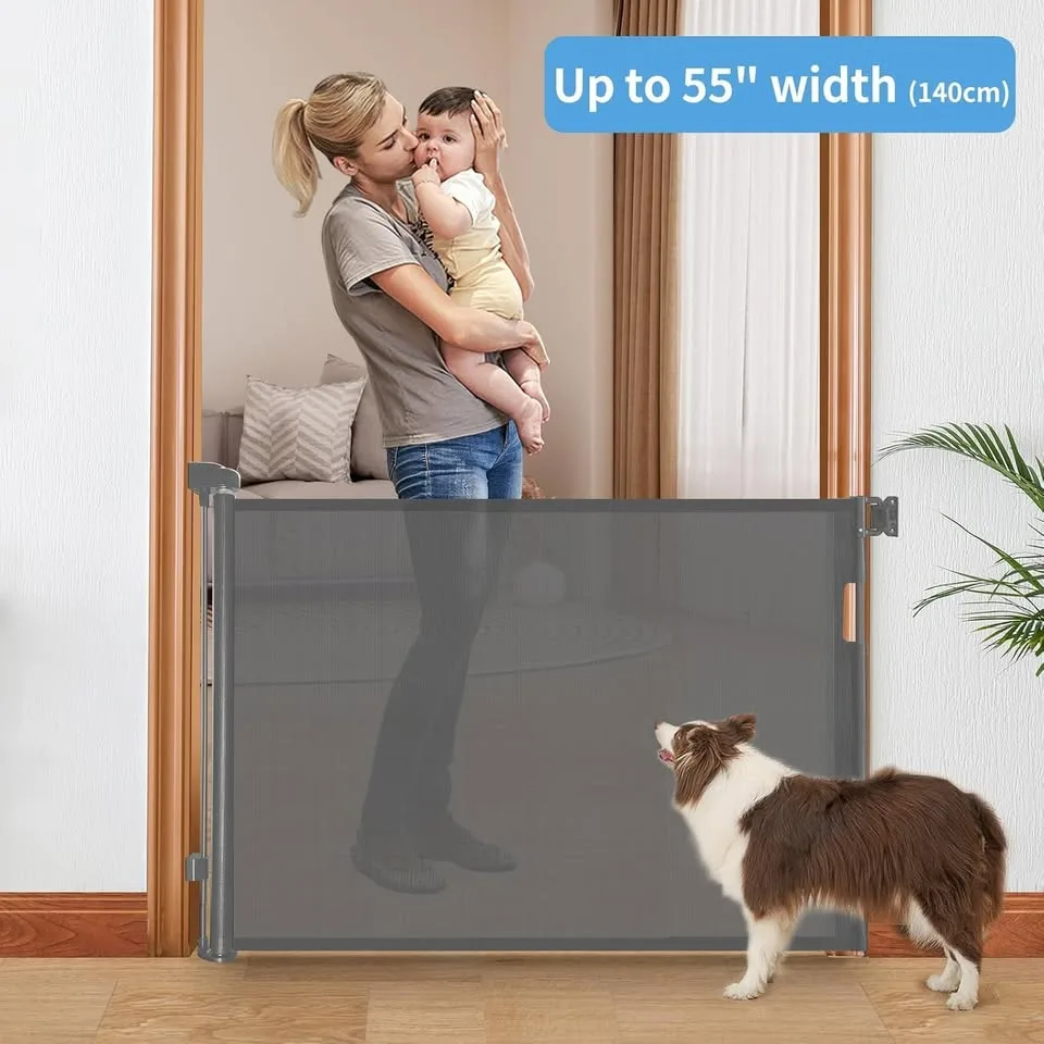 Gray Retractable Baby & Pet Safety Gate thumbnail