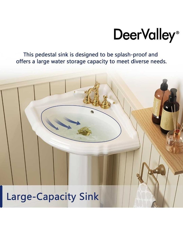 DEERVALLEY 20.5" PEDESTAL CORNER BATHROOM SINK - photo 2