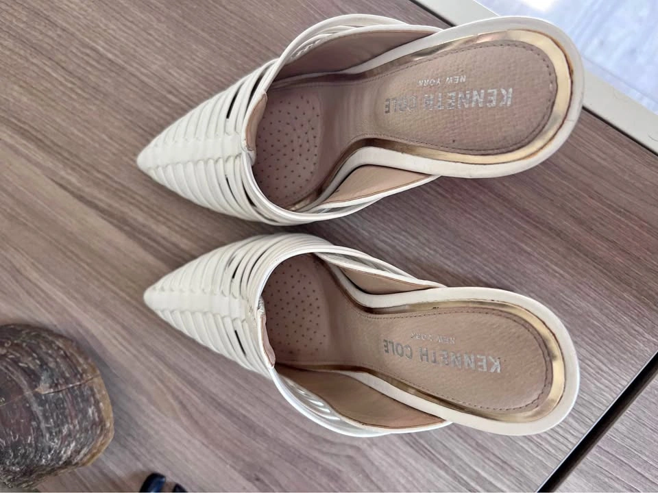 Kenneth Cole New York White Strappy Mules