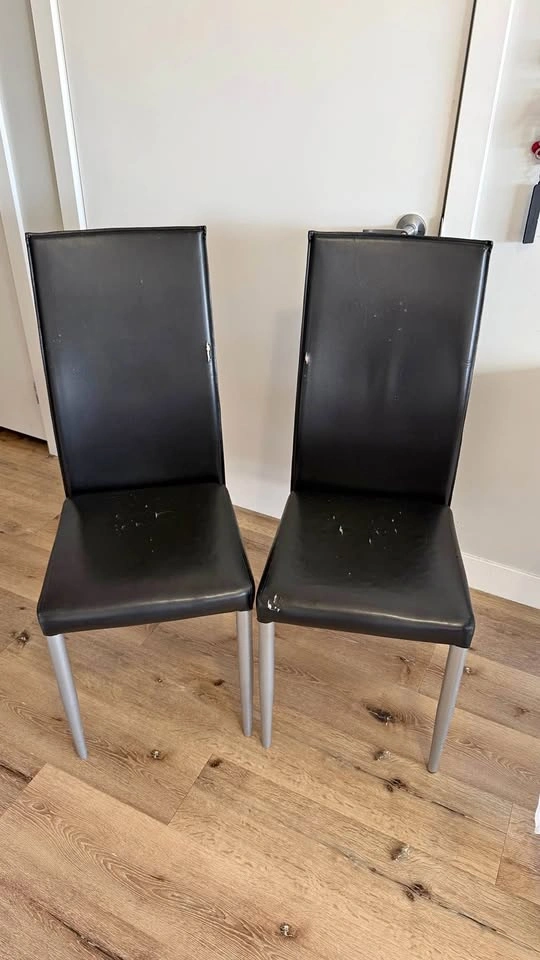 Set of 2 Black Faux Leather Dining Chairs