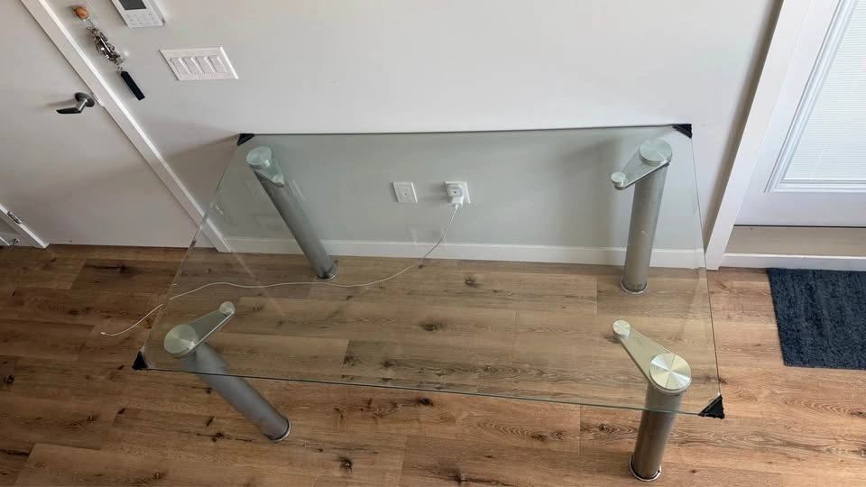 Glass Top Dining Table with Metal Legs - photo 2