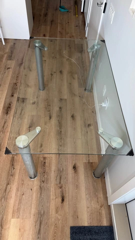 Glass Top Dining Table with Metal Legs - photo 3