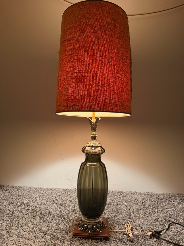 [Vintage] Smoky Glass Base Lampshade
