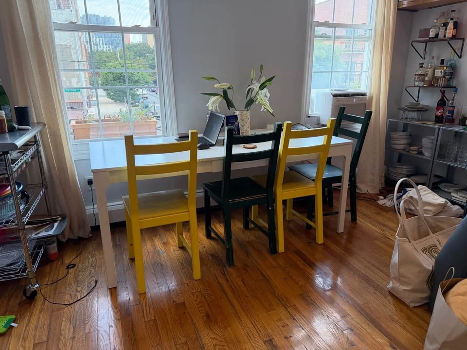 IKEA EKEDALEN Extendable Table with 4 hand painted Chairs - photo 3