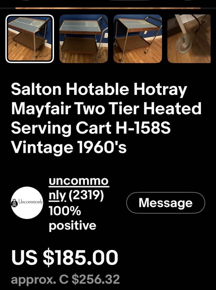 Vintage Mid-Century Salton Hotray Heated Bar Cart - photo 3