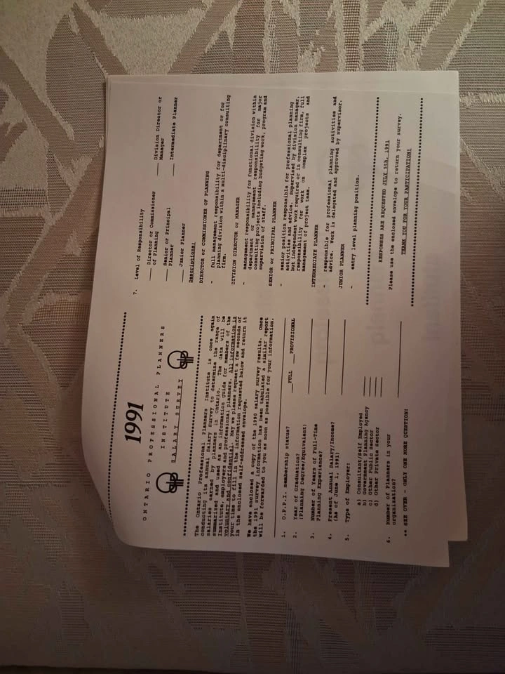 Vintage 1991 Ontario Professional Planners Institute Salary Surv - photo 4
