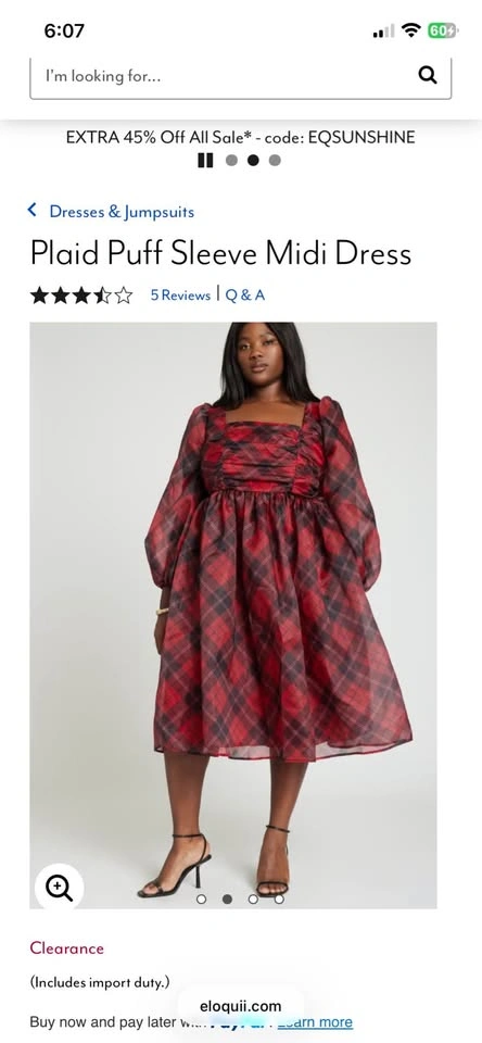 Eloquii Plaid Puff Sleeve Midi Dress - photo 2