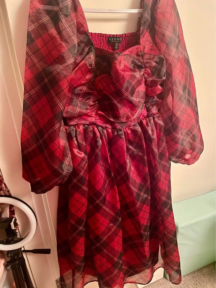 Eloquii Plaid Puff Sleeve Midi Dress - photo 3