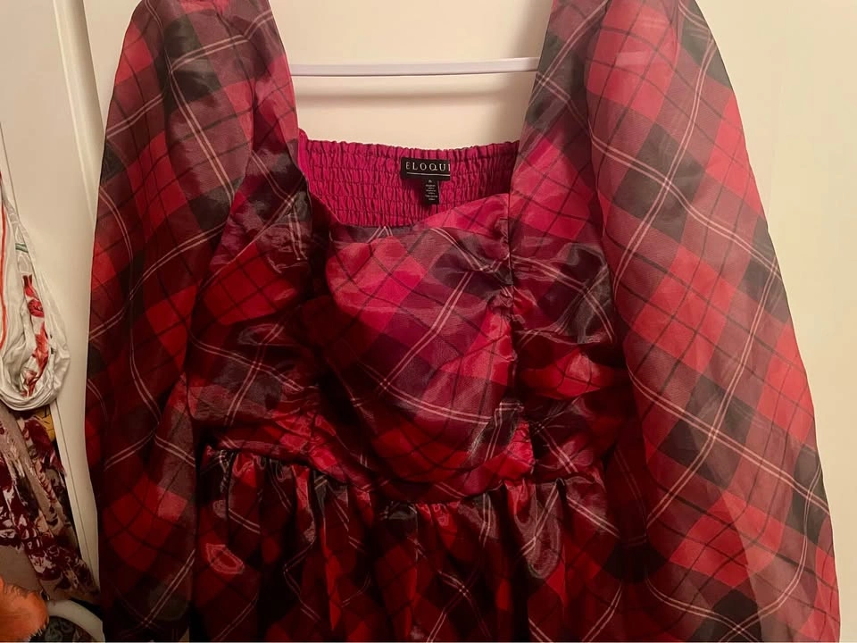 Eloquii Plaid Puff Sleeve Midi Dress - photo 4