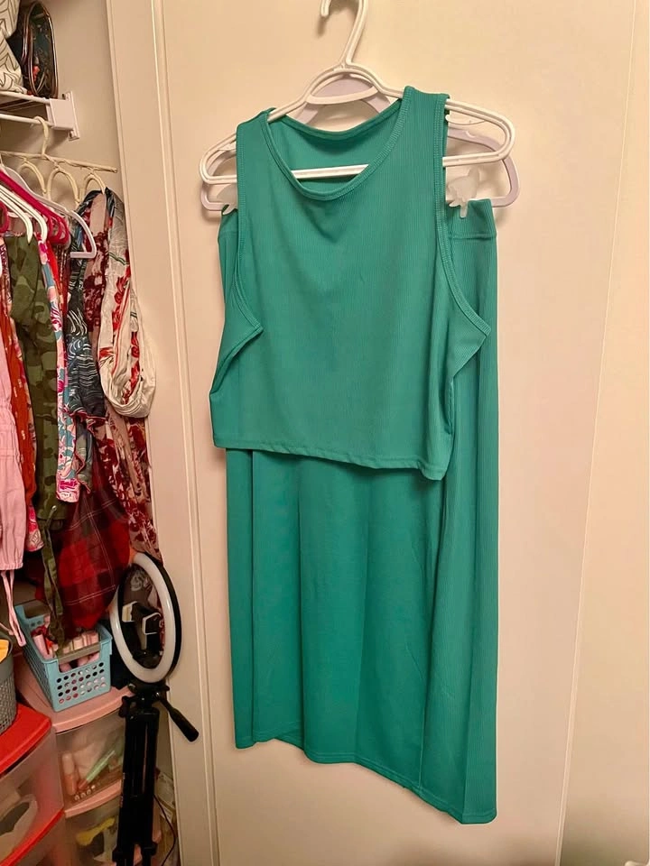 Green Ribbed 2-Piece Skirt Set XXL