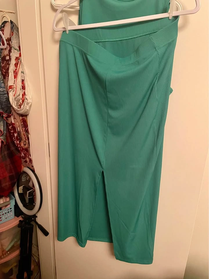 Green Ribbed 2-Piece Skirt Set XXL - photo 2