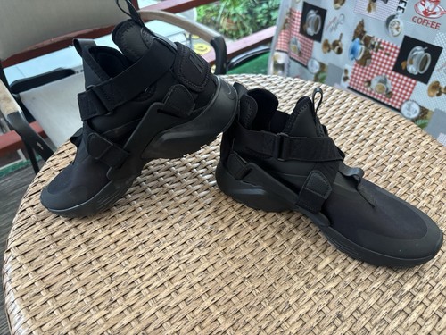 Nike Black Solid Mid Top Strap Closure Athletic Sneakers Unisex - photo 5