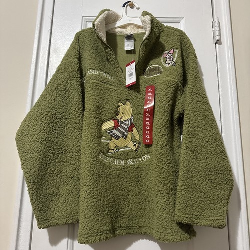 Disney Winnie the Pooh Women’s Small Green Sherpa 1/4 Zip