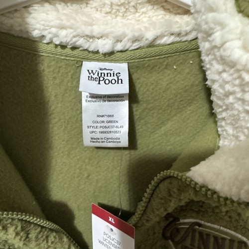 Disney Winnie the Pooh Women’s Small Green Sherpa 1/4 Zip - photo 2