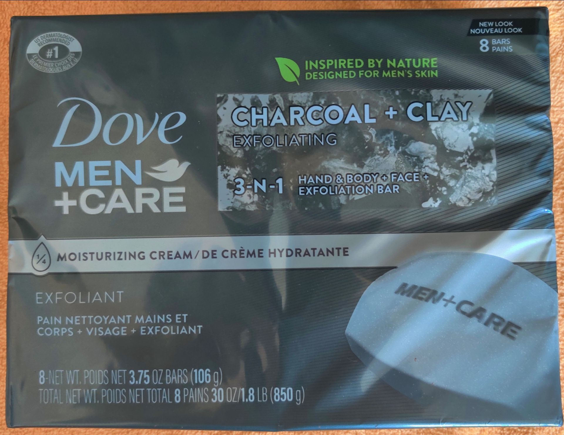 NEW Dove Men+Care Charcoal + Clay Bar Soap 8-Pack