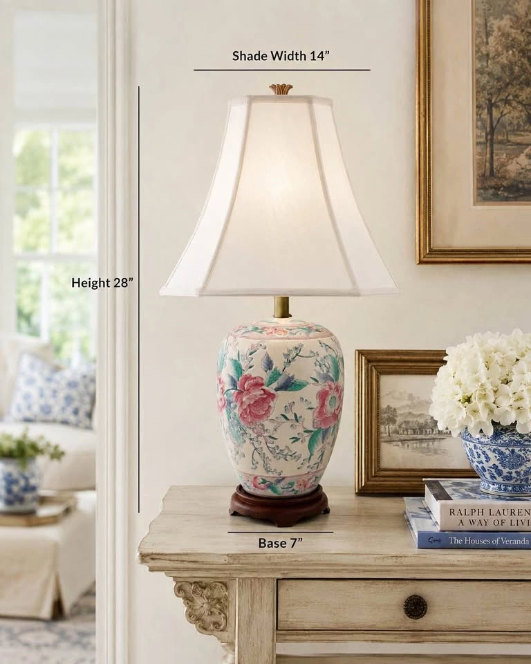 Table Lamp Vintage Floral Peony