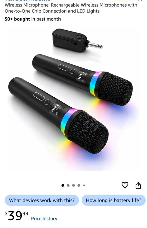 Rechargeable Wireless Microphones with LED Lights