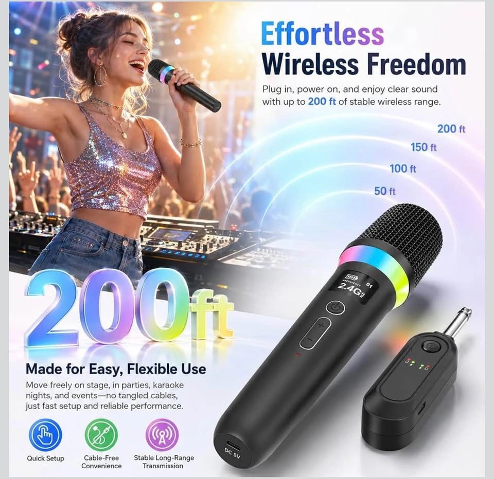 Rechargeable Wireless Microphones with LED Lights - photo 3
